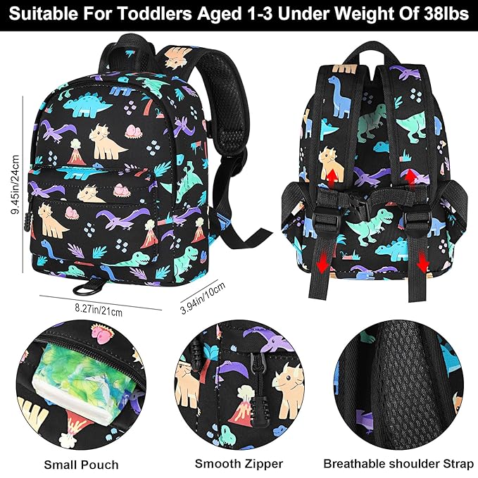 Accmor Toddler Backpack Leash, Cute Dinosaur Kids Backpack with Anti Lost Wrist Link, Mini Child Backpack Leash Baby Walking Harness for Outdoor Travel, Adorable Backpack Tether for Boys