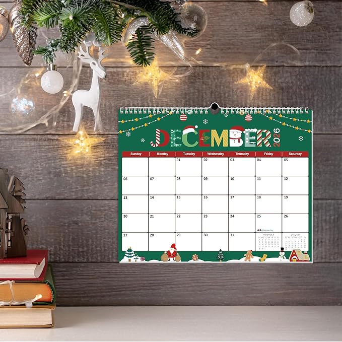 GuassLee Wall Calendar 2025-2026, Vertical Wall Calendar 2026, Sept. 2025 to Mar. 2027, 14" X 11" 19-Month Holiday Themed Calendar Hanging Planner Wall for Home School Office Planning & Organizing