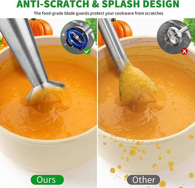 Cordless Immersion Blender Handheld, Rechargeable 4 In 1 Electric Hand Blender Stick Blender Variable Speed with Chopper, Beaker, Whisk, Stainless Steel Blade for Soup, Baby Food, Smoothies