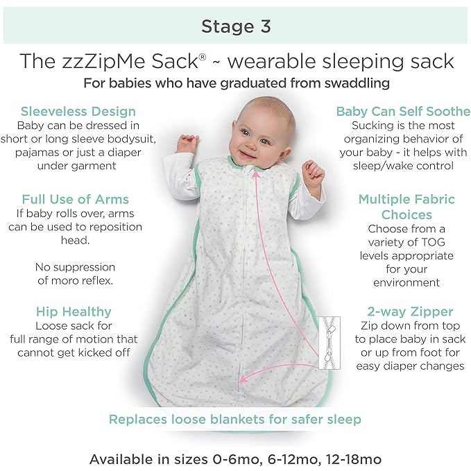 Amazing Baby Cotton Muslin Sleeping Sack, For Baby Boy or Girl, Wearable Blanket with 2-way Zipper, Stars, Sterling, Large (12-18 Month)