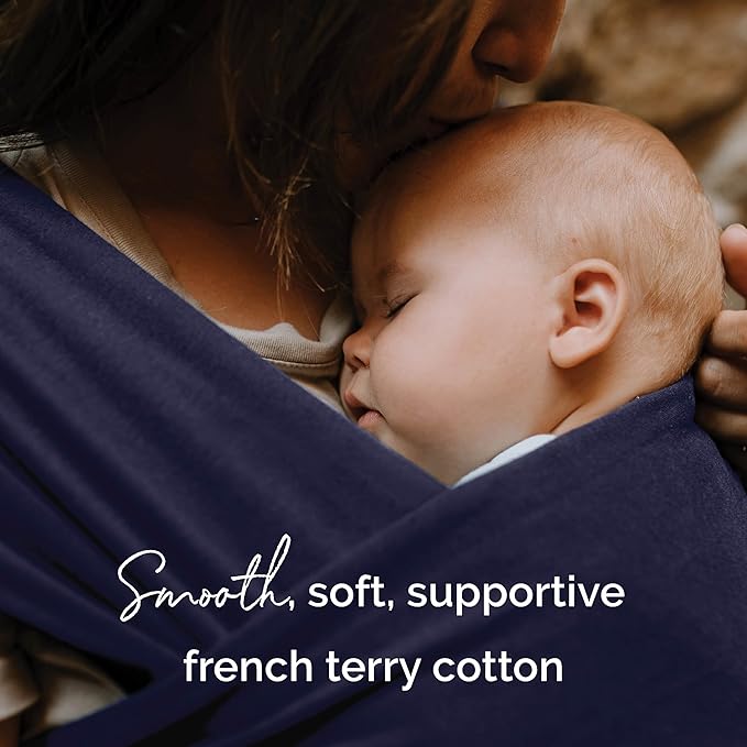 Boba Baby Wrap Carrier – Original Baby Sling Carrier for Newborns (7–35 lbs), Soft, Secure, Hands-Free & Ergonomic, Ideal for Comfortable Bonding, New Parents (Navy Blue)