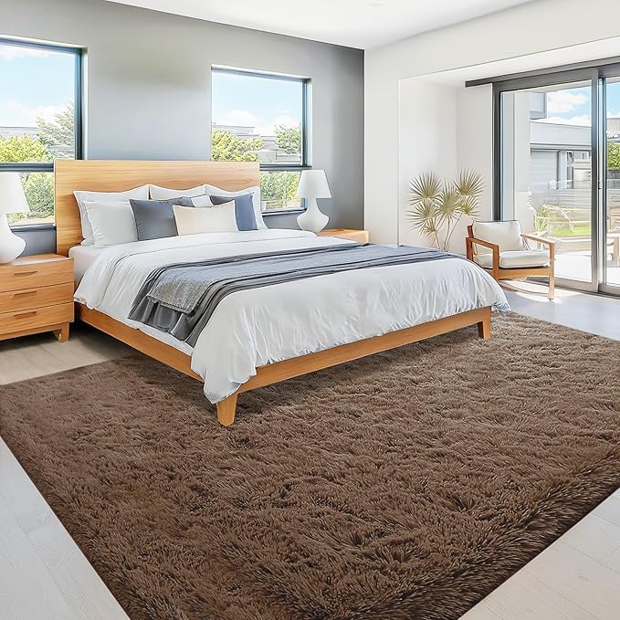 6x9 Area Rug for Living Room: Fluffy Shag Soft Washable Rugs Large Fuzzy Plush Indoor Carpet for Bedroom Nursery Playroom Kids Girls Boys Room (Coffee, 6'x9')
