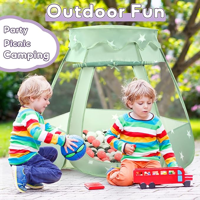 Baby Ball Pit for Toddler with 150 Balls, Kids Pop Up Play Tent for Girls, Princess Toys for Children Indoor & Outdoor Playhouse with Carry Bag (Celadon: Pink/White/Gray, 109x90cm/150 Balls)