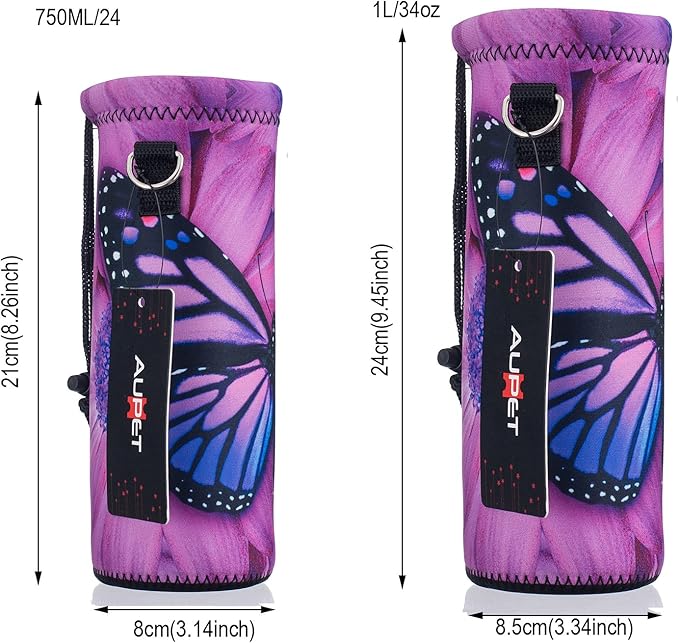 AUPET Water Bottle Bag Carrier,24oz/32oz Insulated Neoprene bottle Sling Holder Case Pouch Cover for 1000ML/750ML Bottles with Shoulder Strap for walking