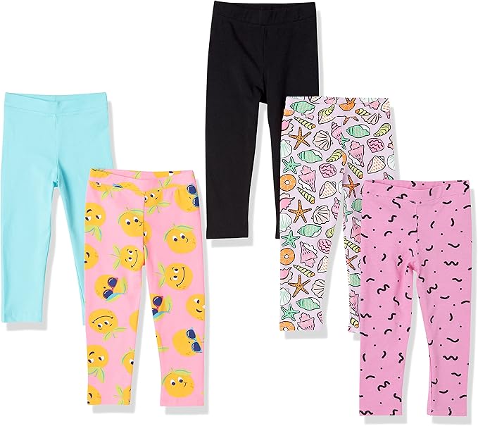 Amazon Essentials Girls and Toddlers' Leggings, Multipacks