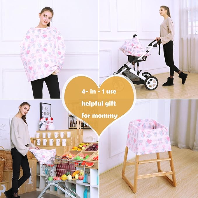 Baby Car Seat Covers, Carseat Canopy, Boys Girls Privacy Breastfeeding Cover (Cute Elephant)