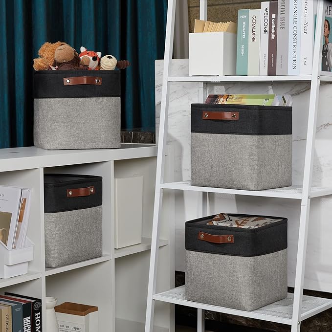 DULLEMELO 11x11 Cube Storage Bins for Cube organizer, Foldable Cube Storage Bins Baskets for Organizing Home Office Closet Shelves Toy Nursery,Fabric Cube Baskets Bin for Home organization