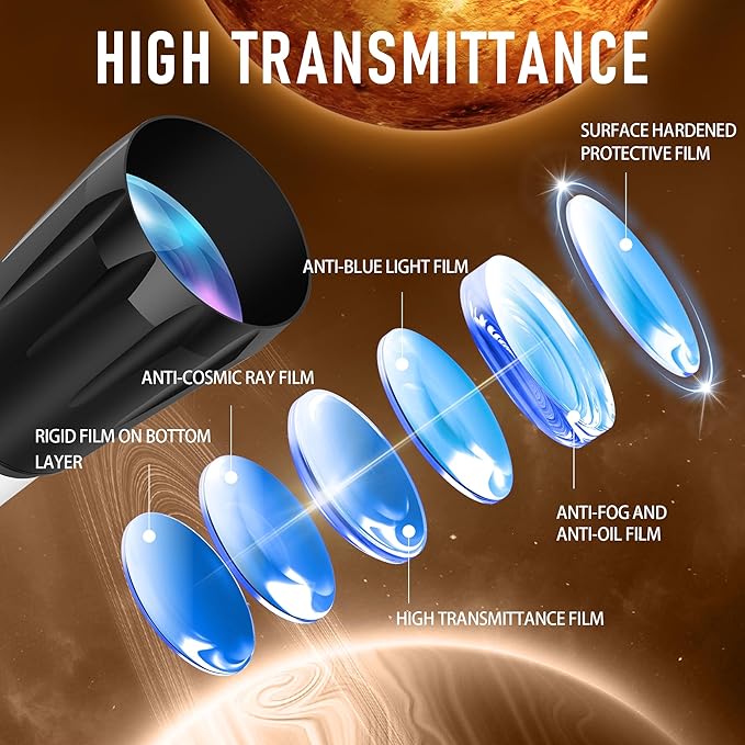 Dianfan Telescope,90mm Aperture 800mm Telescopes for Adults Astronomy,Portable Professional Refractor Telescope for Beginners,with Stainless Tripod & Phone Adapter,Carry Bag