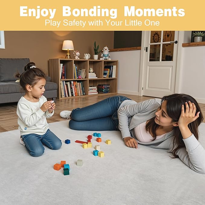 79" ×71" Padded Baby Play Mat for Floor, 1.2" Thick Memory Foam Mat with Machine Washable Cover, Soft Tummy Time Crawling Playmat with Non-Slip Bottom, Fits 79" x71" Playpens