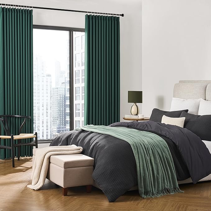 KEQIAOSUOCAI Emerald Hunter Green Curtains 102 Inches Long 2 Panels Set, Custom Viral Pleat Curtain with Hooks, Pinch Pleated Drapes for Living Room Bedroom,40 Wide x 102 Inch Lenth