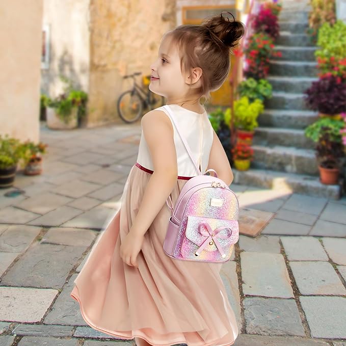 I IHAYNER Girls Bowknot Cute Leather Backpack Mini Backpack Purse for Women