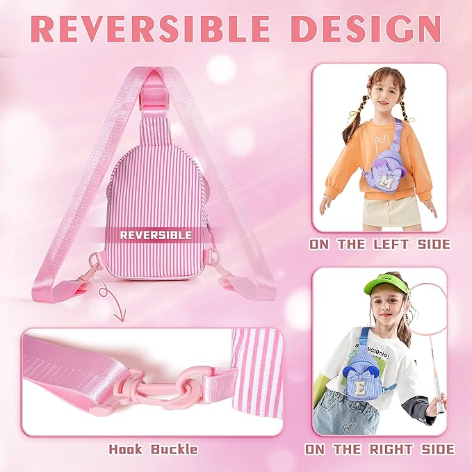 Sling Bag for Kids, Birthday Gifts for Little Girl, Small Cute Bag for Little Girls Kids, Initial Small Sling Bags for Girl Kid Daughter (Pink I)