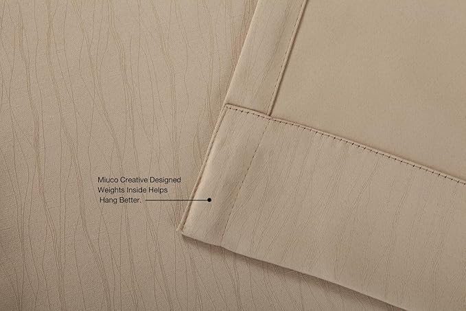 MIUCO Blackout Curtains Room Darkening Curtains Textured Grommet Window Curtains for Bedroom 2 Panels 52x63 Inch Long Taupe