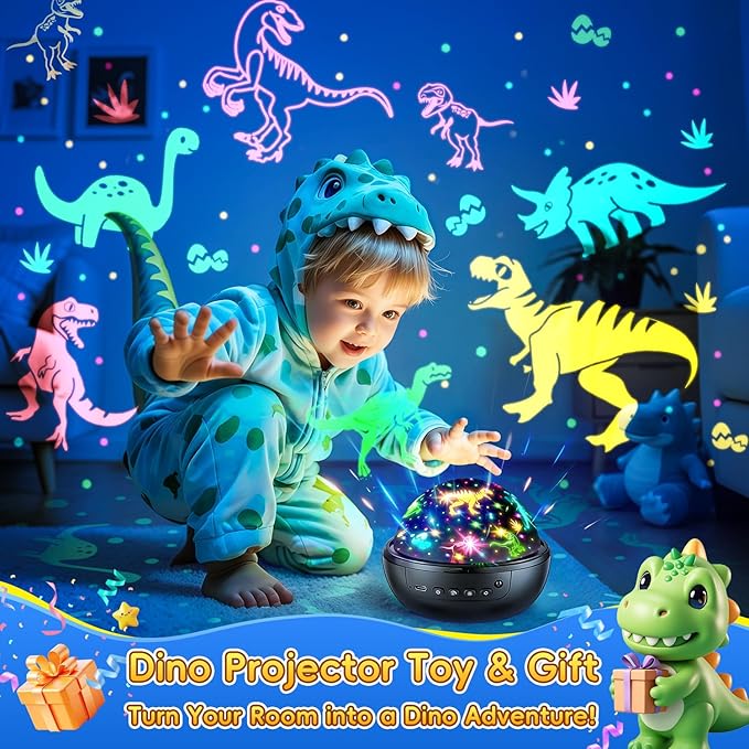 Dinosaur Toys for Kids 3-8 | 3D Films & 31 Colors & & 360° Rotate & Timer | Dinosaur Night Light Projector Toys for 2-10 Year Old Boys Room Decor Gift for Boys Jurassic World Jurassic Park Toys