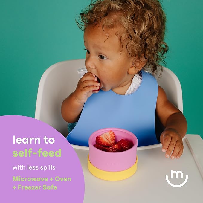 morepeas The Everything Snack Bowl - All-in-One Baby, Toddler & Kid Food Container - Travel Essential with Spill Proof Lid & Suction Base - Blueberry