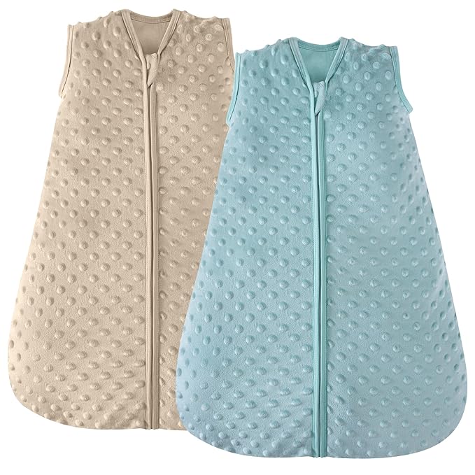 JELLYMONI Fleece Baby Sleep Sack 0-6 Months, 1.5 Tog Warm Winter Baby Wearable Blanket with Plush Dots and 2-Way Zipper, Cotton Toddler Sleep Sack