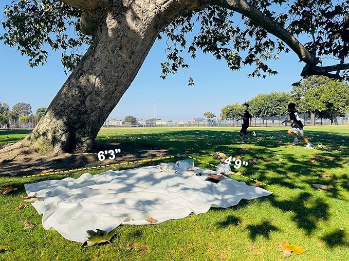 4’9” x 6’3” White Lightweight Water-Resistant Canvas Mat – Picnic, Outdoor, Beach, Park, Camping, Toy Mat