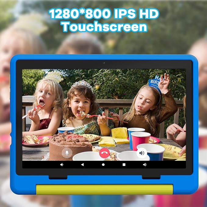 Kids Tablet｜Upgraded Android 14 Tablet 10 inch for Kids with Protective Case｜Octa-Core｜64GB｜1TB TF Card Expandable｜Dual Camera｜Parental Control｜Great Gift for Toddler(Blue)