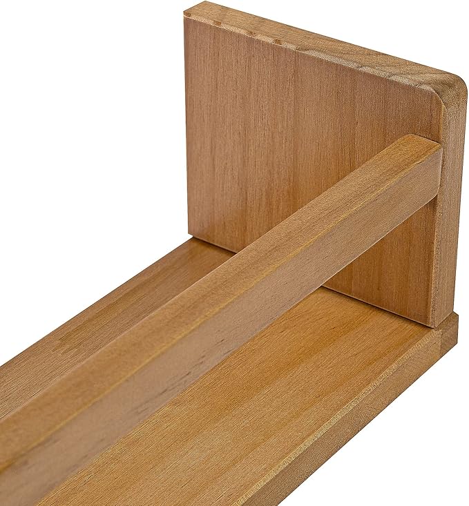 AZSKY Nursery Shelves Light Walnut Floating Book Shelf Organizer for Baby Nursery Décor Wall Book Shelves for Kids Room 24 Inch Wood Wall Ledge Shelves for Bathroom Kitchen Spice Rack a Set of 3