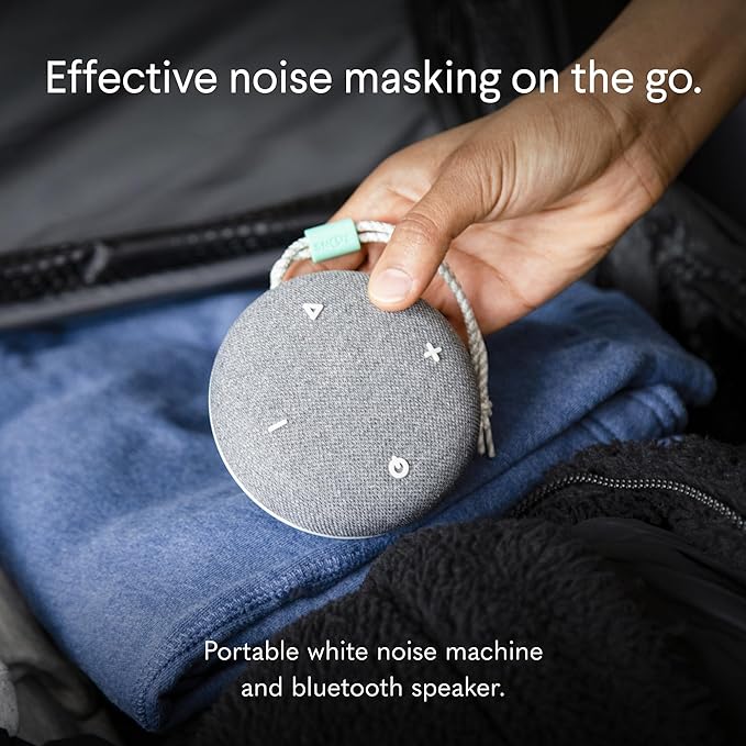 SNOOZ Go - Portable Travel Sound Machine, 6 Sounds, Fan, Pink & White Noise, Rechargeable Bluetooth Speaker, Sleep Aid for Adults, Kids, Office Privacy, Sleeping Essential for Gift Registry - Charcoal