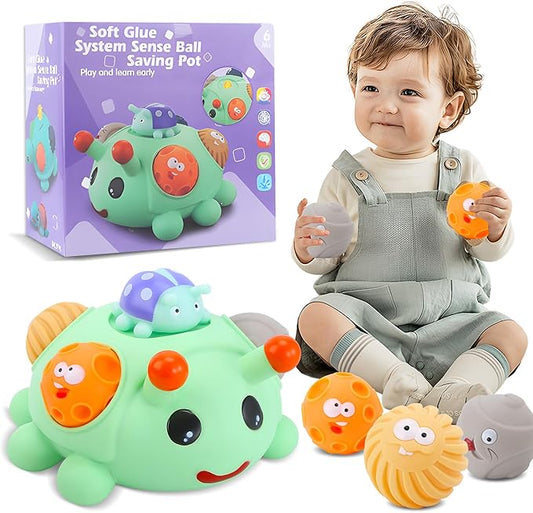 Baby Sensory Toys Montessori Balls for Toddlers 1-3, Perfect Teething Gift, Sensory Balls in Ball for Babies 6-12 Months, Promotes Hand-Eye Coordination, Fine Motor Skills