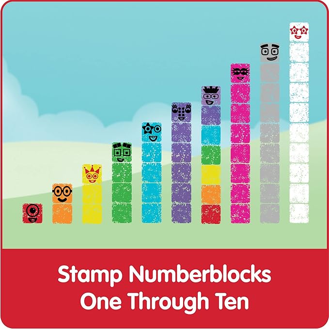 hand2mind Numberblocks Stampoline Park Stamp Activity Set, 20 Stamps, 12 Washable Ink Pads, Number Toys, Kids Arts & Crafts, Preschool Math Toys, Toddler Learning Activities, Birthday Gifts for Kids