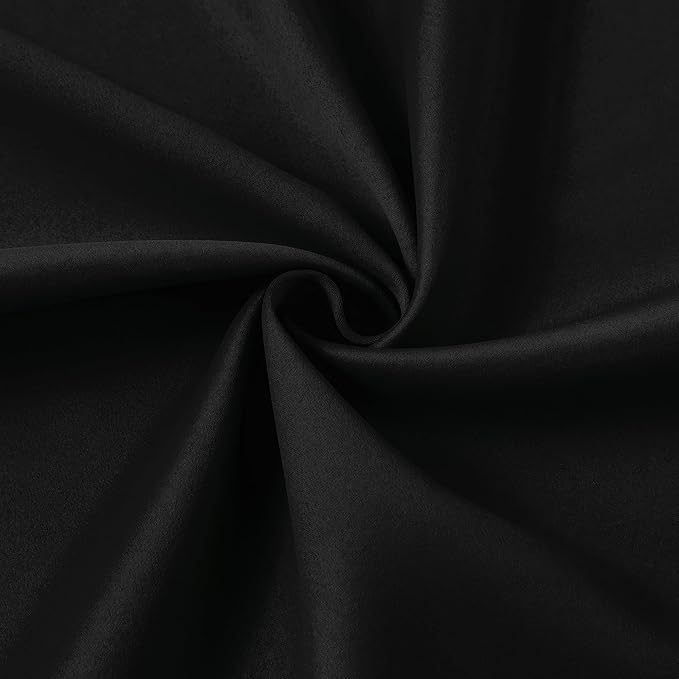 KEQIAOSUOCAI Black Curtains Blackout 104 Inches Long, Luxury Faux Silk Polyester Pinch Pleated Thermal Insulated Black Out Curtains with Hooks for Bedroom Living Room Home Office 40x104