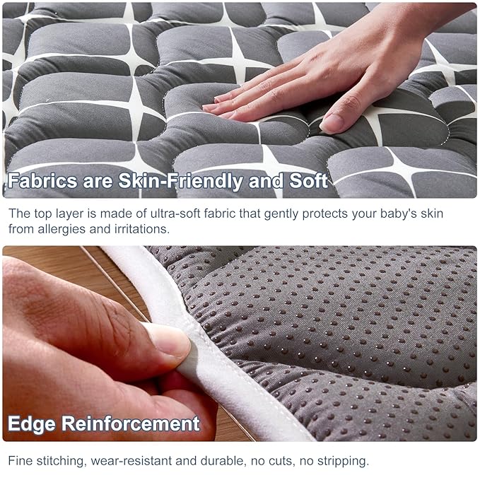 Baby Play Mat - 65" X 50",Premium Thicker Foam One-Piece Crawling Mat, Machine Washable, Extra Large Anti-Slip Activity Playmat for Babies, Toddlers & Infants