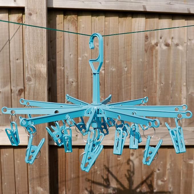 HANGERWORLD 20 Clip Hanging Laundry Drying Rack for Socks, Underwear and Baby Clothes (2 Pack)