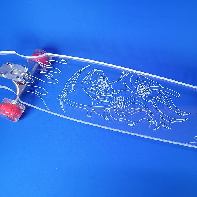 Clear Longboard Skateboard - Transparent Acrylic Long Boards with Light-Up LED Wheels for Smooth Rides - Ride The Streets in Style with Longboard Built for Beginners & Pros Alike