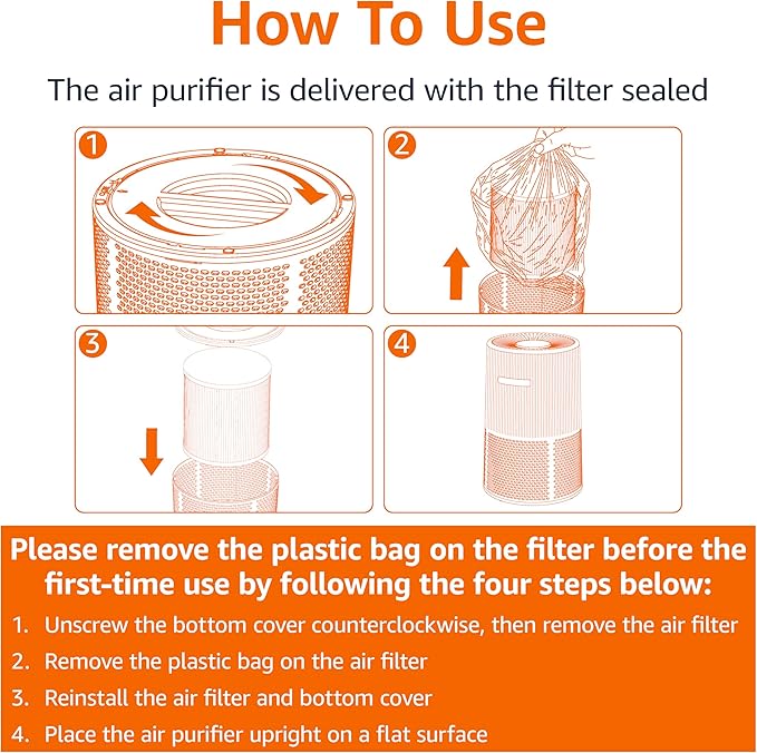 Amazon Basics Air Purifier for Home and Office, With 3-Stage Filtration, HEPA Filter With Activated Carbon, 3 Speeds, Timer, Sleep Mode (32db), Energy Star Certificate, Covers Up to 1067 Sq ft, White