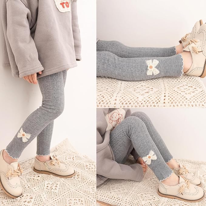 Girls Leggings for Little Girls, 2 Pack Toddler Girl Pants Leggings for Baby Tights Knitted Multi-Colors 2-9 Years