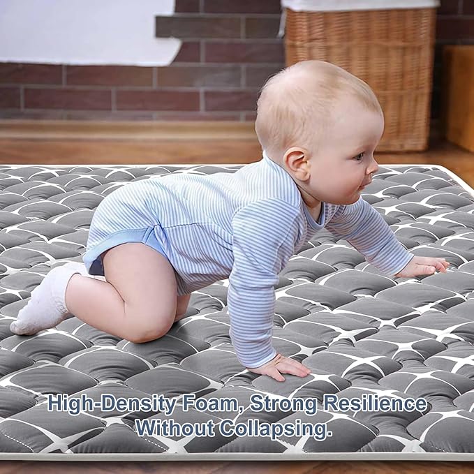 Baby Play Mat - 65" X 50",Premium Thicker Foam One-Piece Crawling Mat, Machine Washable, Extra Large Anti-Slip Activity Playmat for Babies, Toddlers & Infants