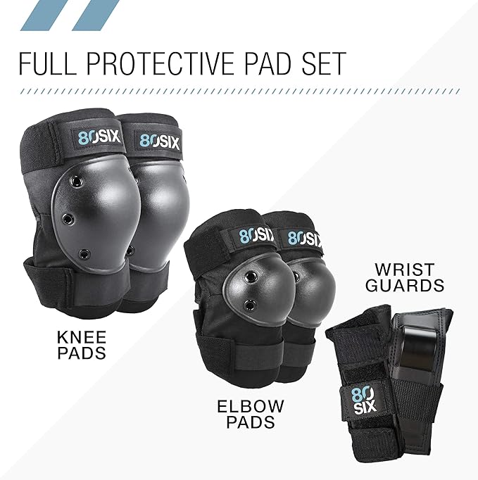 80Six Kids Multi-Sport Pad Set with Wristguards, Elbow Pads, and Knee Pads, Designed by Industry Leading Brand Triple 8
