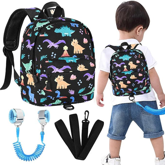 Accmor Toddler Backpack Leash, Cute Dinosaur Kids Backpack with Anti Lost Wrist Link, Mini Child Backpack Leash Baby Walking Harness for Outdoor Travel, Adorable Backpack Tether for Boys
