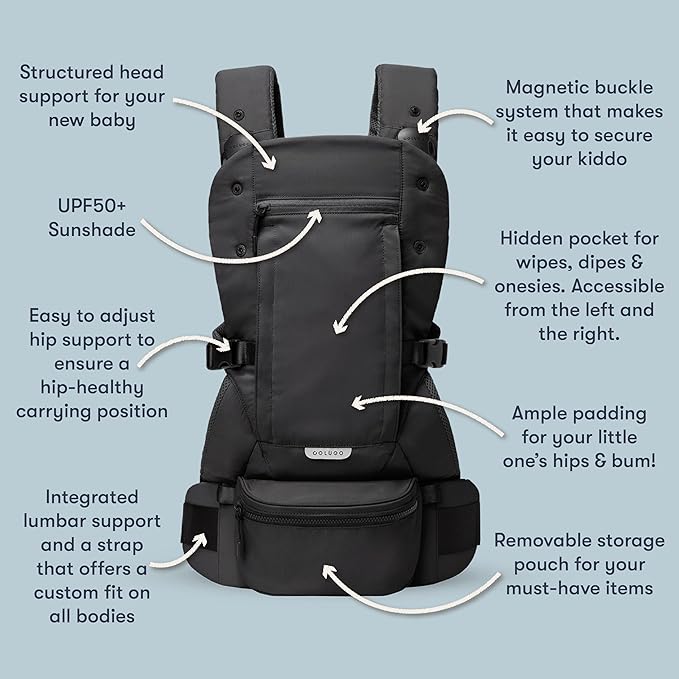 Colugo Baby Carrier - Baby Carrier Newborn to Toddler, Toddler Carrier, Adjustable, Lightweight, Breathable Carrier for Newborn to 33 Pounds (Cool Grey)