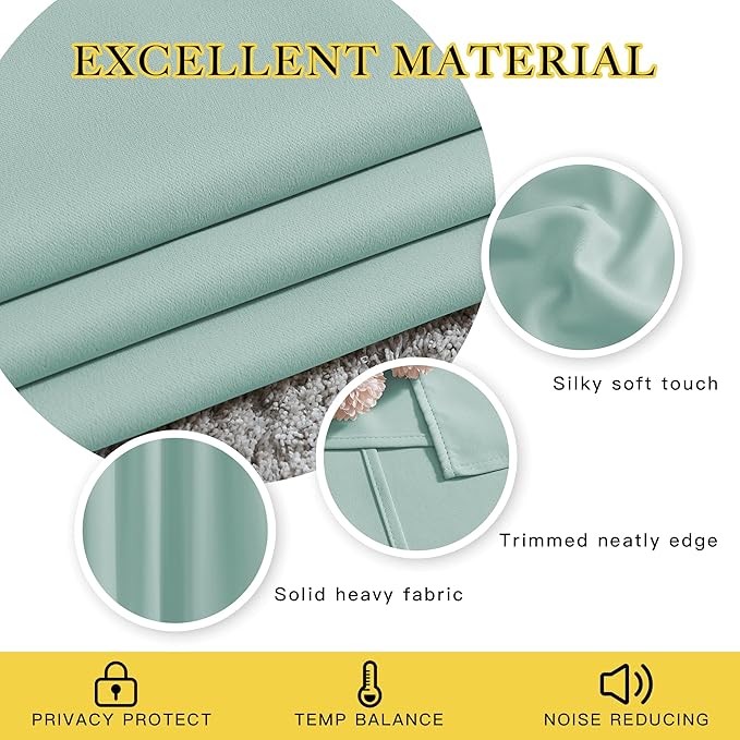 NICETOWN Aqua Blue Room Darkening Curtain Panels - Window Treatment Thermal Insulated Grommet Room Darkening Curtains/Drapes for Bedroom (2 Panels, 52 by 54, Aqua)
