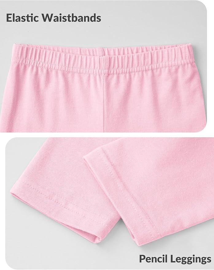 Witwot 5 Pack Toddler Leggings Baby Girl Cotton Pants Toddler Girls Clothes Size 18M-5T