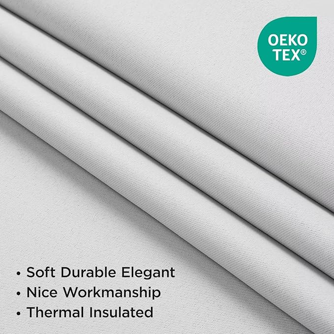 Joydeco 72 Inch 60% Blackout White Curtains 2 Panels,Elegant Soft Sheer Curtains for Bedroom,Thermal Insulated Black Out Drapes for Living Room,Rod Pocket Back Tab Drapes(W37 x L72 Inch,Greyish White)