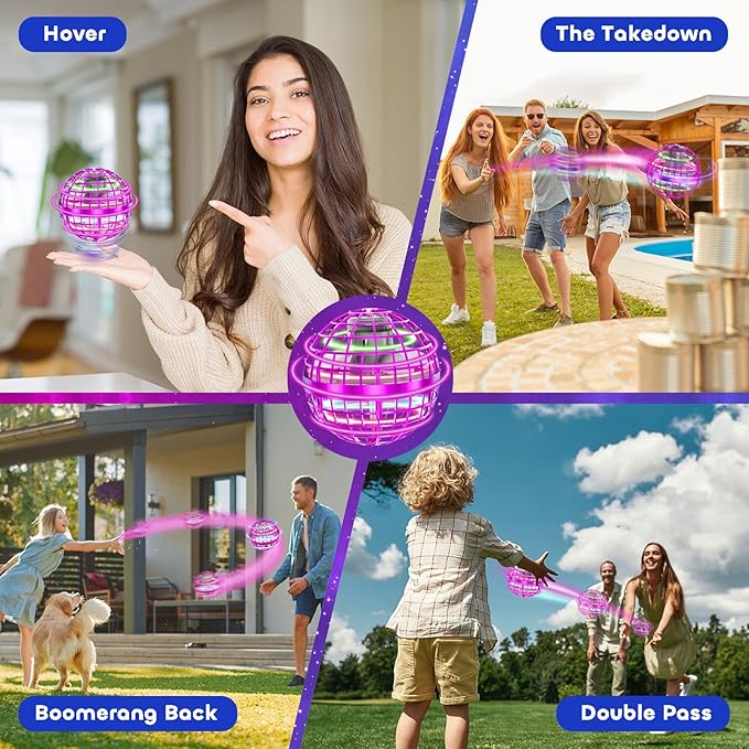 Tikduck Flying Orb Ball 2024 Toys Soaring Hover Boomerang Spinner Hand Controlled Mini Drone Cosmic Globe Spinning Kids Outdoor Fly Toy Birthday Gift Cool Stuff for Boys Girls 6 7 8 9 10+ Year Old