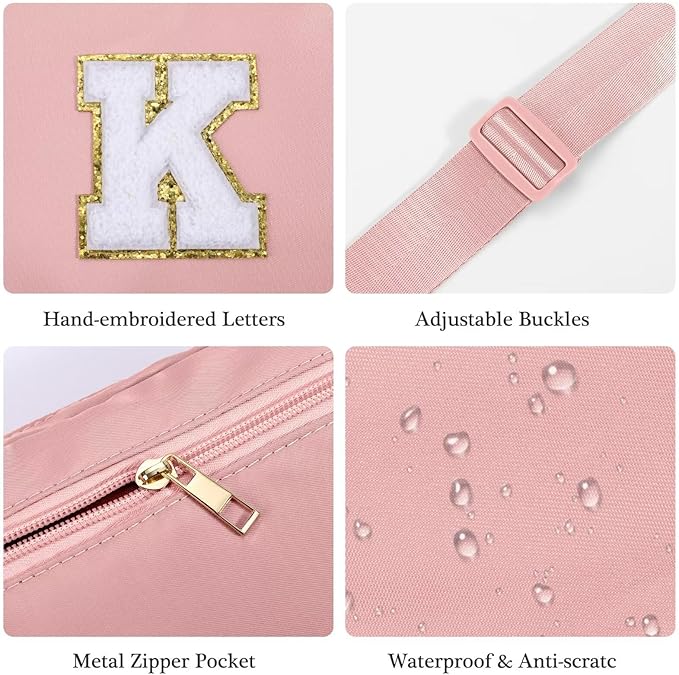 YOOLIFE Gifts for Girls Teen Girls - 5 6 7 8 9 10 11 12 13 14 15 16 Year Old Girls Birthday Gifts for Teen Girls, Gifts for Daughter Sister Friends, Pink Initial Crossbody Bag Belt Bag A