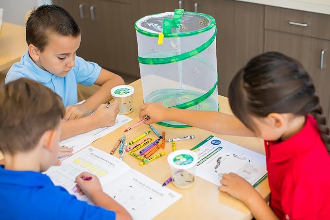 Insect Lore Butterfly Garden with 10 Live Baby Caterpillars - Habitat, Feeder, Chrys-A-Lid Holders, STEM Activity Journal - Raise and Release Painted Lady Butterflies