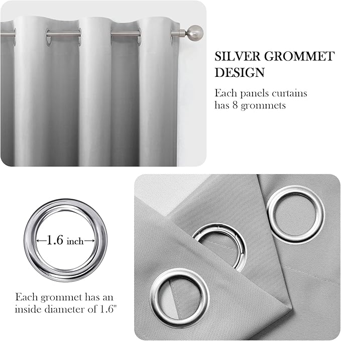 HOMEIDEAS Black Ombre Blackout Curtains 52 X 63 Inch Length Gradient Room Darkening Thermal Insulated Energy Saving Grommet 2 Panels Window Drapes for Living Room, Bedroom