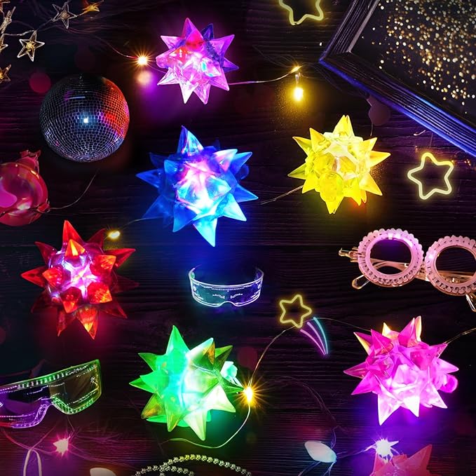 70 PCS Flashing Crystal Star Glow Necklaces Bulk Light up Party Favors, LED Glow in The Dark for Kids Adults Birthday Glow Party Rave Halloween Goodie Bags Filler