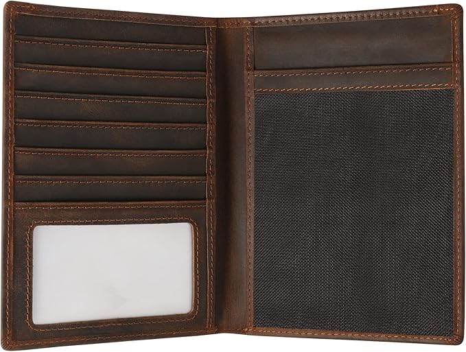 Jack&Chris Leather Passport Holder RFID Blocking Passport Travel Wallet Cover Case for Men Women Brown JC17