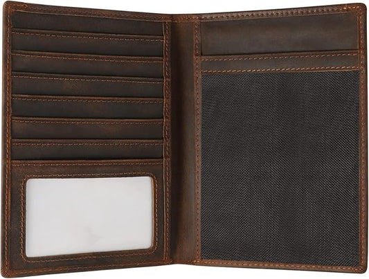 Jack&Chris Leather Passport Holder RFID Blocking Passport Travel Wallet Cover Case for Men Women Brown JC17