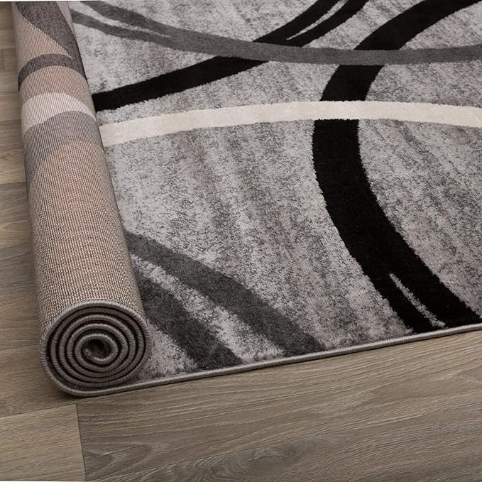 Rugshop Modern Wavy Circles Design Area Rug 8'8" x 12' Gray