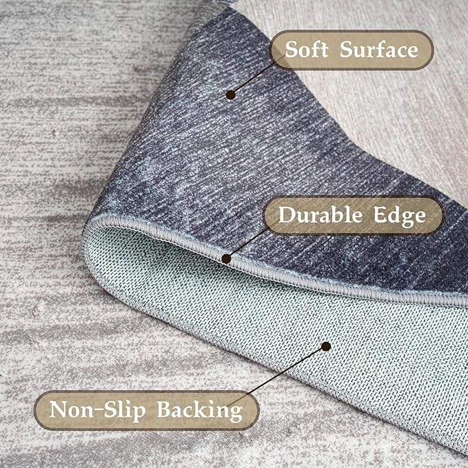 HOMFINE Washable Modern Area Rug - Geometry Style 4x6 Rugs for Living Room, Bedroom, Machine Washable Rug Soft Non Slip Non Shedding Area Rug - Green, 4'x6'