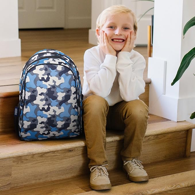 Wildkin 15-inch Kids Backpack – Durable, Padded, Adjustable for School & Travel - Blue Camo