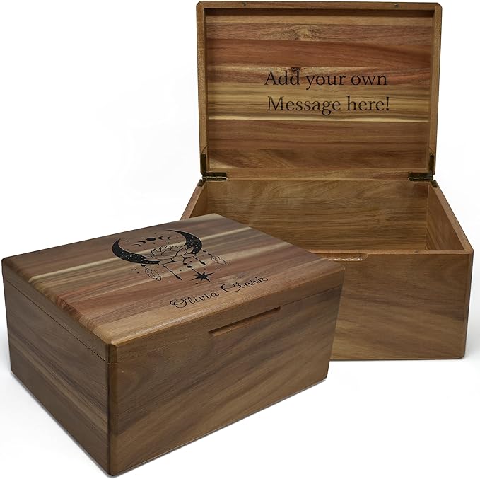 Witch Box for Crystals Personalized - Tarot Card Holder Engraved Keepsake Witchcraft Accessories, Tarot Themed Gifts Storage for Crystals and Stones Apothecary Boxes, Wiccan Supply Box 11.5x8.5x5.5 in